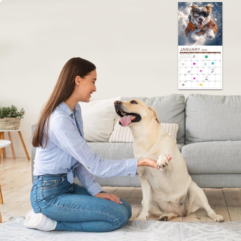 Gannyfer 2026 Wall Calendar, 18 Months Funny Dog Calendar 2026-2027, January 2026 to June 2027, Large Wall Calendar 2026, 12" x 24" Opened, Perfect as Gifts for Friends, Family(3 Stickers Included) - Image 5