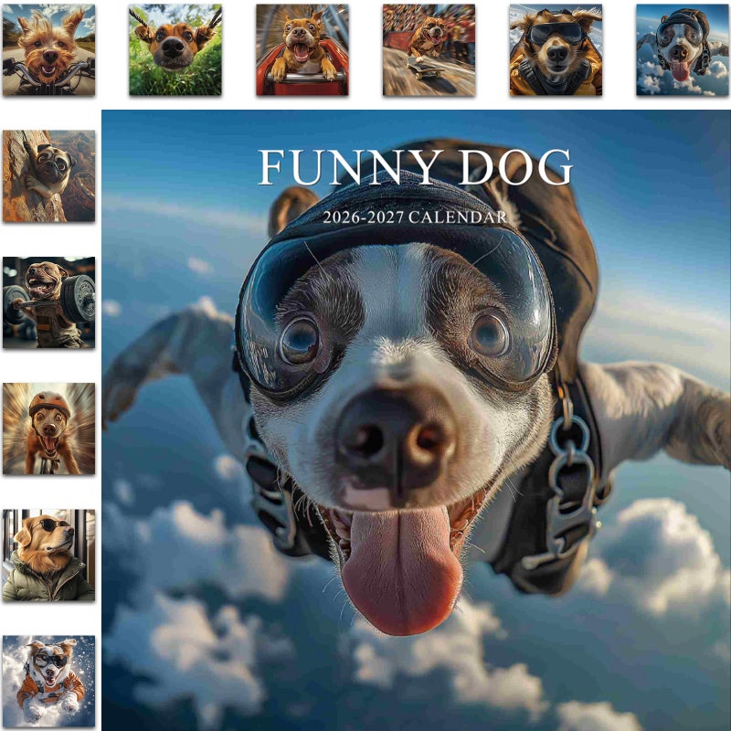 Gannyfer 2026 Wall Calendar, 18 Months Funny Dog Calendar 2026-2027, January 2026 to June 2027, Large Wall Calendar 2026, 12" x 24" Opened, Perfect as Gifts for Friends, Family(3 Stickers Included) - Image 1