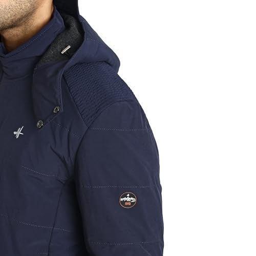 HIVER Men's Nylon Standard Length Jacket Water Proof Full-Sleeved Winter Jacket with Hood For Minus Degree (Royal Blue, 4XL) - Image 5
