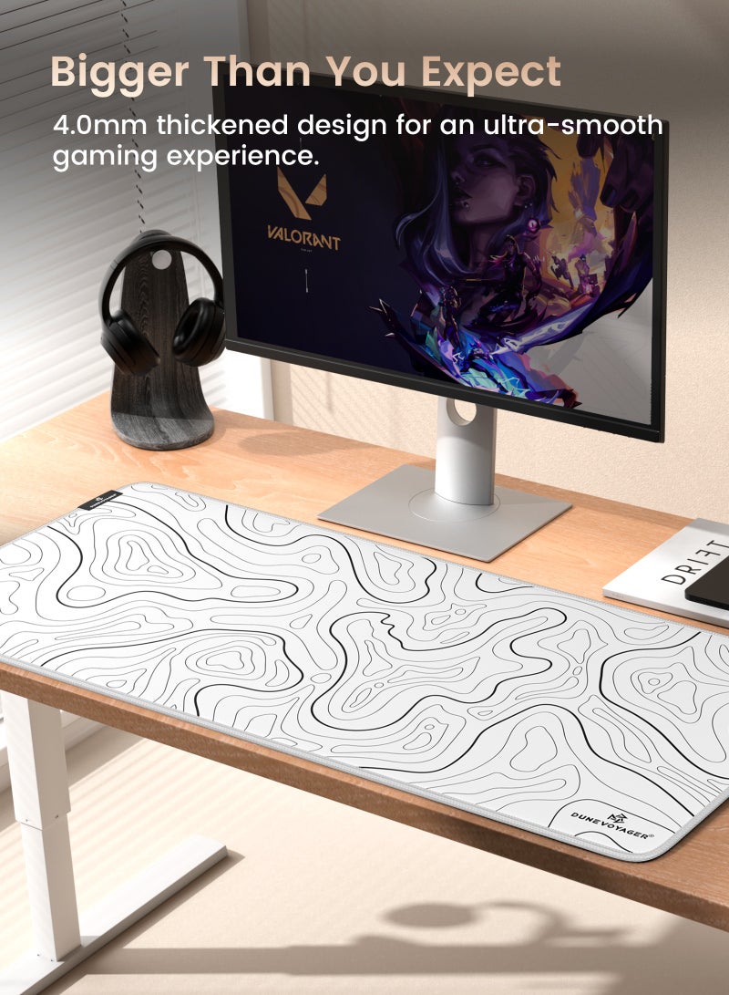 DuneVoyager M1 White Line ماوس باد للألعاب XXL ‎900×400×4‎ مم – مقاوم للماء، ماوس باد كبير وممتد، قاعدة مطاطية مانعة للانزلاق، تحكم سلس وثابت، مع علبة هدايا - view 2