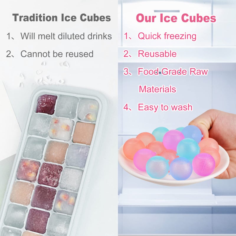 VOGVOG 100 Pack Color-Changing Reusable Ice Cube For Drinks  Colorful Round Shape Plastic Ice Cubes Without Diluting Bpa Free  Refreezable Ice Cubes For Coffee  Wine  Whiskey  Cocktails (Color-Changing) - Image 3