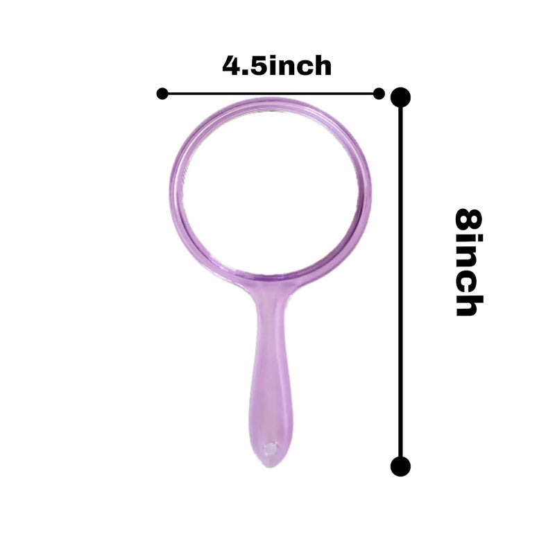 Tiamo Blue and Purple Round Shape Acrylic Handheld Beauty Makeup Mirror Both Sides one Side Magnifier for Bathroom Dressing TableShavingParloursSalon and for Travel kit 8 inch x 45 inch - Image 4