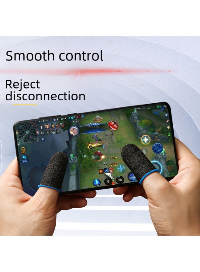 Beauenty Gaming Finger Sleeves Mobile Game Touch Screen Sweat Resistant Gloves 24 Needle Fiber For Pubg Other Games-Product Color:Silver Fiber Black Red Edge/piece - Image 2