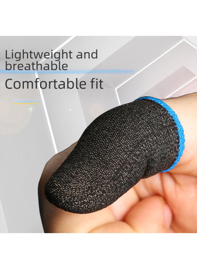 Beauenty Gaming Finger Sleeves Mobile Game Touch Screen Sweat Resistant Gloves 24 Needle Fiber For Pubg Other Games-Product Color:Silver Fiber Black Red Edge/piece - Image 3