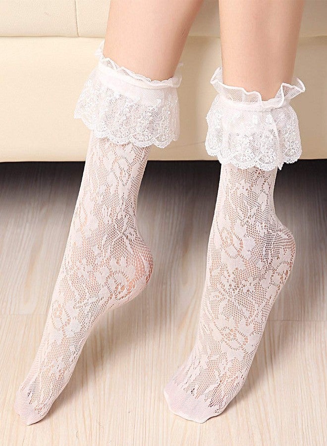 Lovful Women's Lace Anklet Sock with Ruffle, 2 Pairs Set,BlackWhite - Image 3