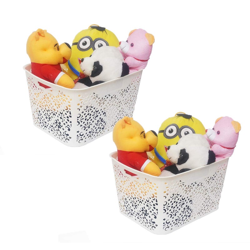 Cutting EDGE Unbreakable Plastic Turkish Baskets with Lid for Storage Baskets For BabyKids Clothes Diaper Toys Organizer with Handle Set of 2 424X322X233 CM CREAM - Image 2