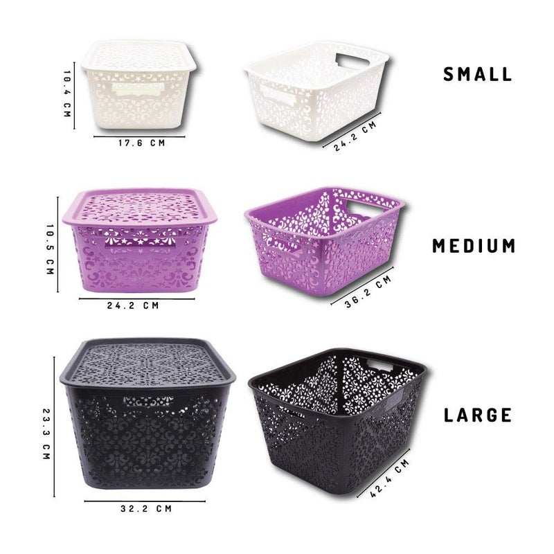 Cutting EDGE Unbreakable Plastic Turkish Baskets with Lid for Storage Baskets For BabyKids Clothes Diaper Toys Organizer with Handle Set of 2 424X322X233 CM CREAM - Image 3
