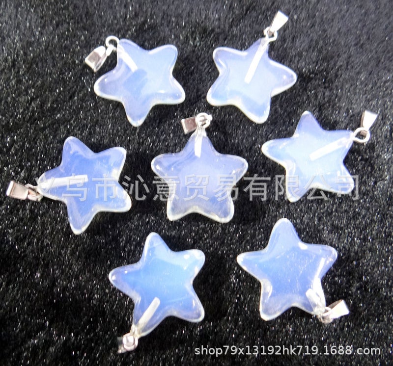 Generic Natural Stone Crystal Agate Pendant Necklace Star Protein (Synthetic) 