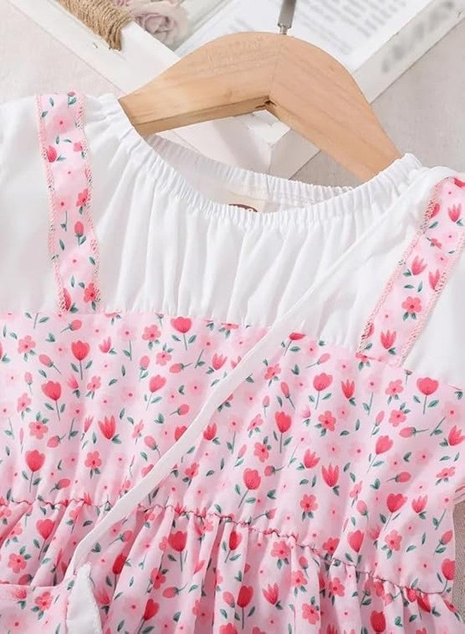 MENSBIT Floral Printed Short Sleeve Cotton Baby Frock with Purse (in, Age, 3 Years, 4 Years, Pink) - Image 4
