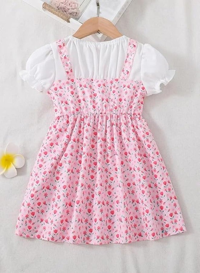MENSBIT Floral Printed Short Sleeve Cotton Baby Frock with Purse (in, Age, 3 Years, 4 Years, Pink) - Image 3