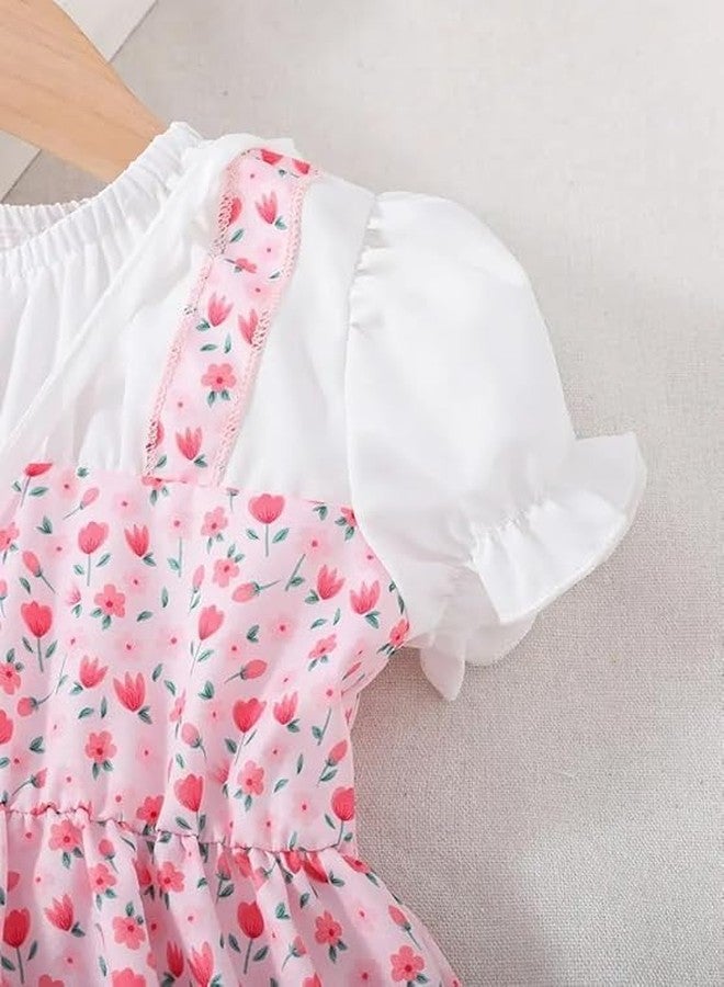 MENSBIT Floral Printed Short Sleeve Cotton Baby Frock with Purse (in, Age, 3 Years, 4 Years, Pink) - Image 5