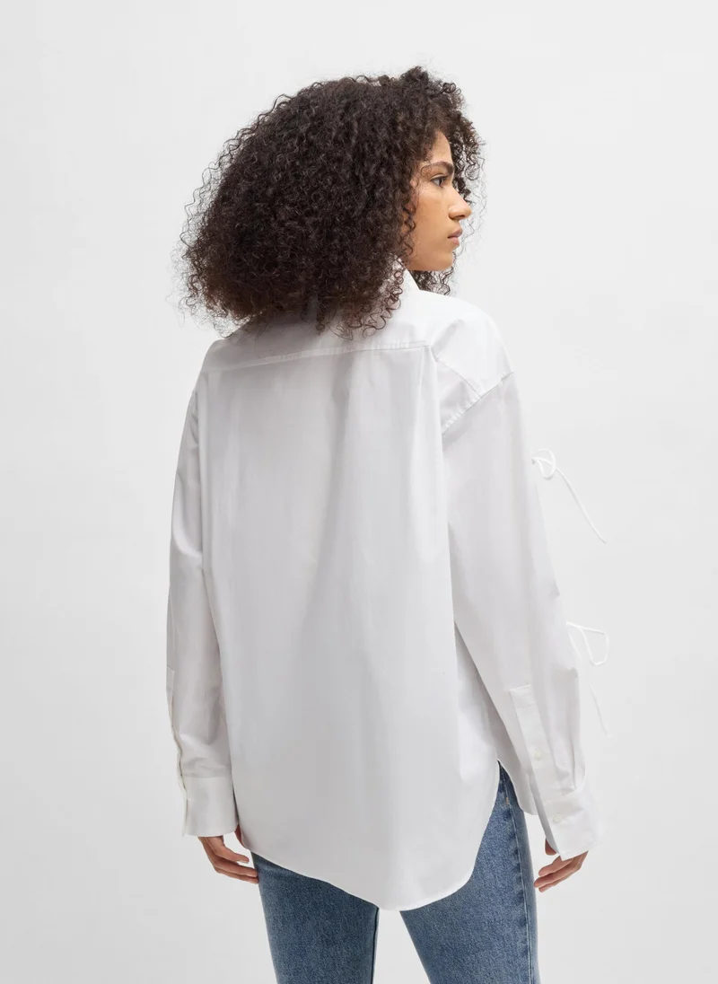 هوجو Oversized-fit cotton blouse with sleeve bows