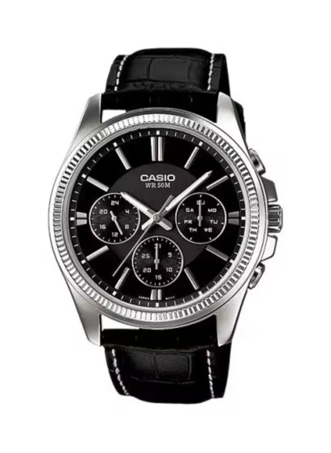 CASIO Men's Analog Display Watch With Black Leather Strap - MTP-1375L-1AVDF