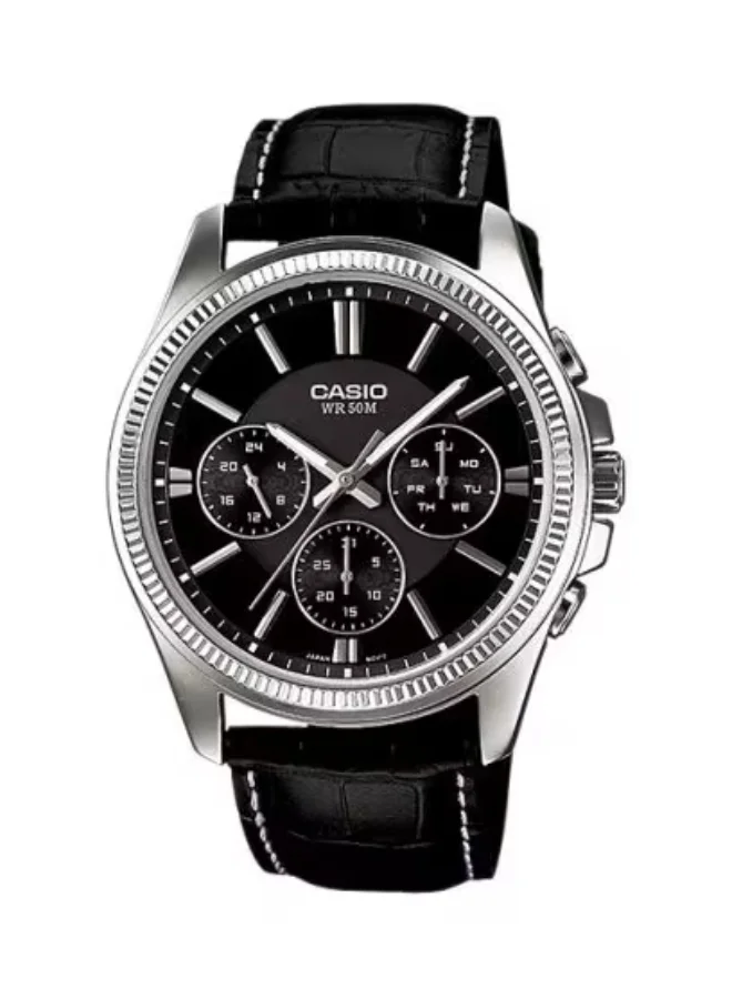 CASIO Men's Leather Analog Watch MTP-1375L-1AVDF - 42 mm