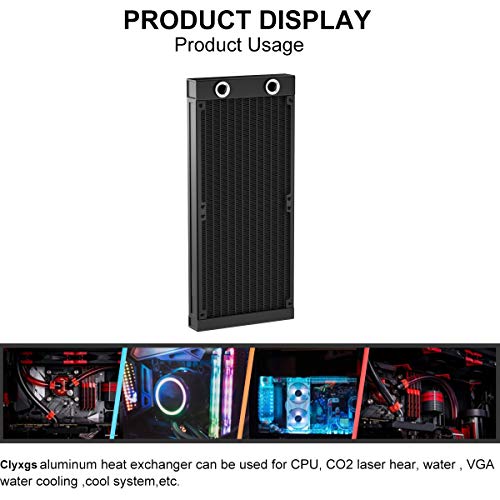 CLYXGS Water Cooling Radiator, 12 Pipe G1/4 Thread Heat Row Radiator 12 Pipe Aluminum Heat Exchanger Radiator for PC CPU Computer Water Cool System 240mm Black - Image 5