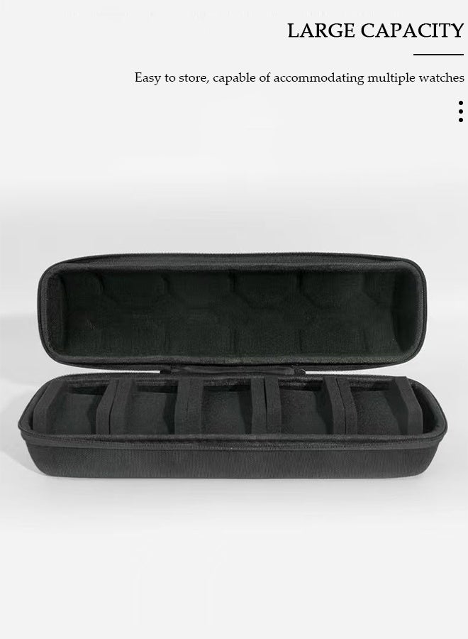 DUNISO Watch Roll Travel Case Organizer For 5 Watches, Storage Organizer And Display With Innovative Watch Pillow, Fit Large Up To 60mm Faced Watches (Black, 5Slot) - Image 4