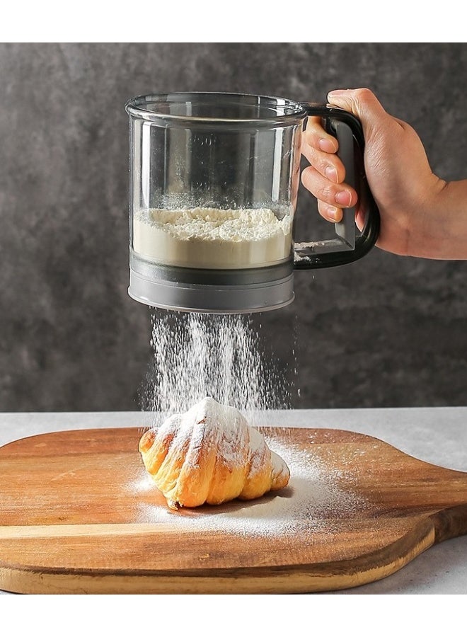 كوب منخل الدقيق تصميم مصفاة مزدوجة الطبقات، أداة خبز لتنخيل الدقيق، ملحق مطبخي لاحتياجات الطهي والخبز المنزلي - Image 1