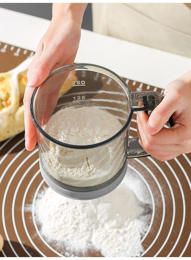 كوب منخل الدقيق تصميم مصفاة مزدوجة الطبقات، أداة خبز لتنخيل الدقيق، ملحق مطبخي لاحتياجات الطهي والخبز المنزلي - Image 2