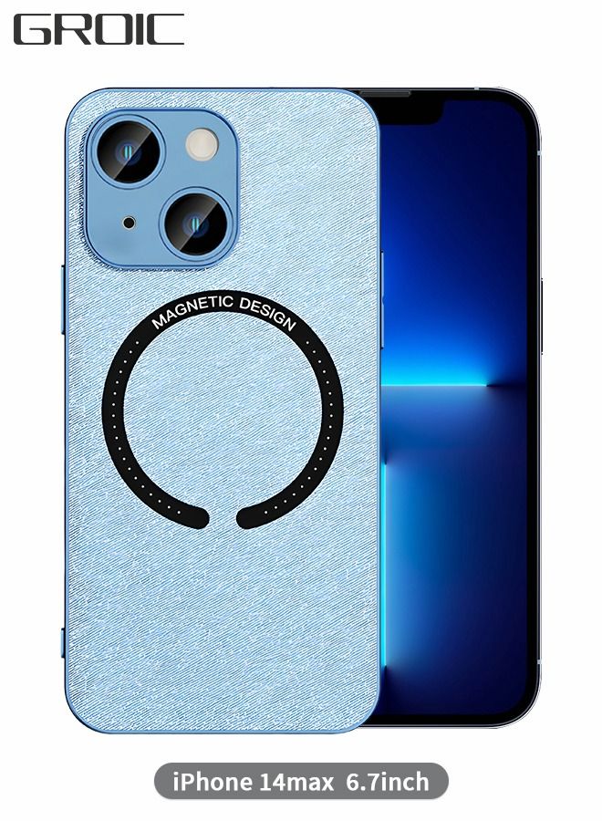 GROIC Compatible with iPhone 14 Plus IPhone 14 Max Case 6.7 Inch Electroplated Leather Case Protective Cover Wireless Magnetic MagSafe Charging Ultra Slim Anti-Scratch Protection Shell  - Image 1