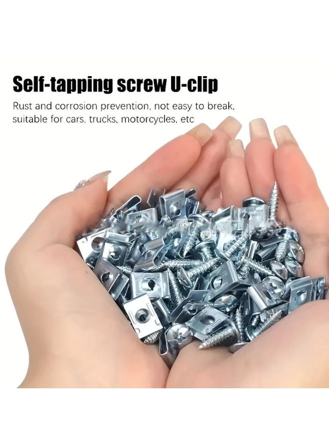 100pcs Automotive Self Tapping Screw Clips Iron Sheet Rust Proof U Shaped Fasteners - Image 5