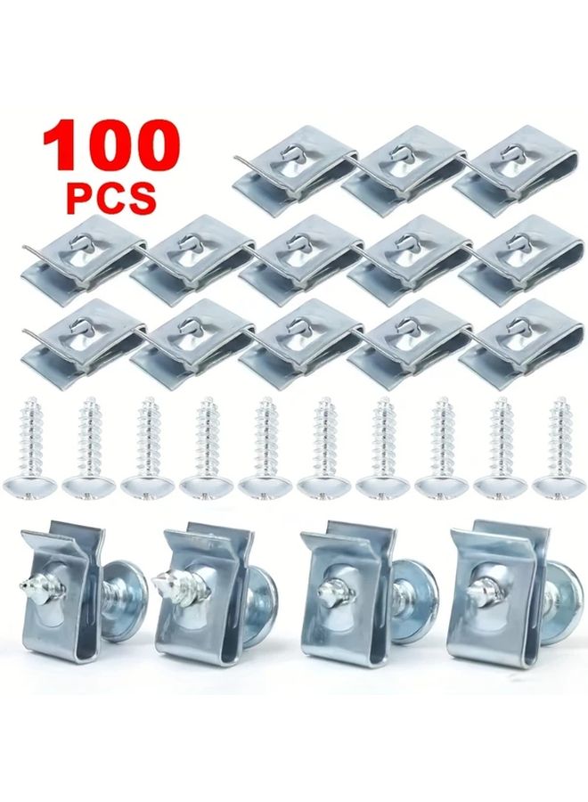 100pcs Automotive Self Tapping Screw Clips Iron Sheet Rust Proof U Shaped Fasteners - Image 1