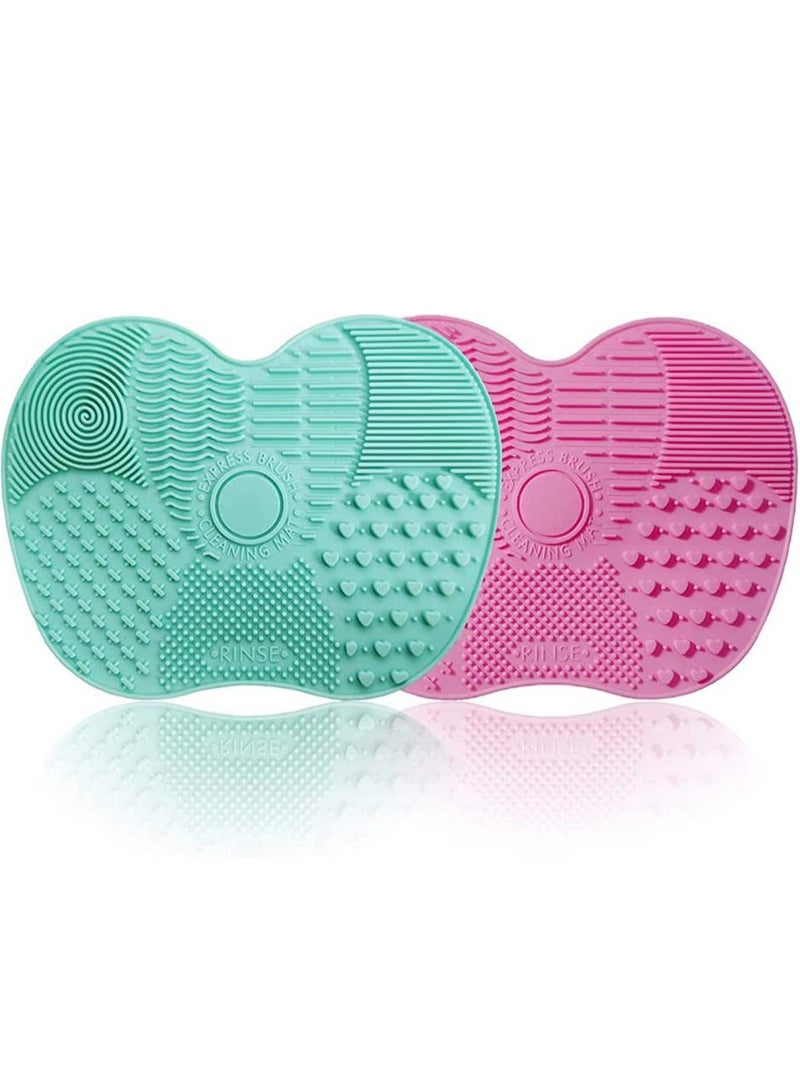 Excefore 2 Packs Makeup Brush Cleaning Mat Silicone Makeup Brush Cleaner Makeup Brush Cleaning Pad and Scrubber with Suction Cup Portable Washing Tool for Makeup Brushes - Image 1