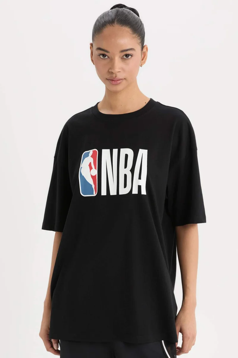 ديفاكتو DeFactoFit NBA Wordmark Boxy Fit Short Sleeve T-Shirt