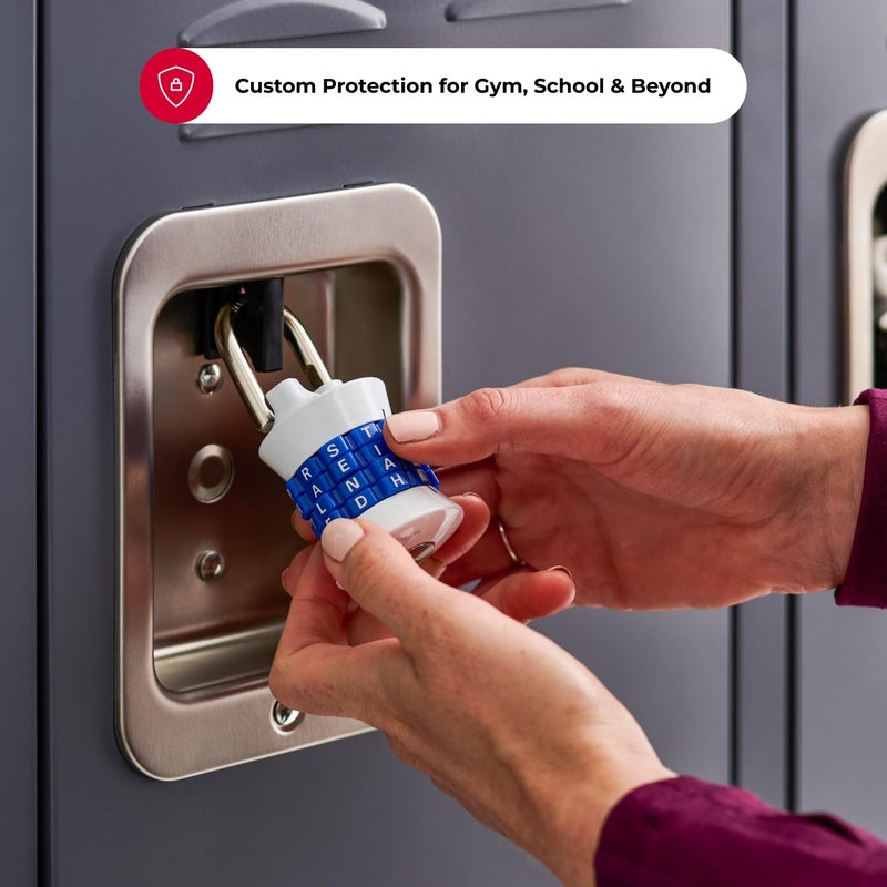 Master Lock Word Combination Lock, Set Your Own Word Letter Lock for Gym and School Lockers, Indoor Combo Padlock, Colors May Vary, 1535DWD - Image 1