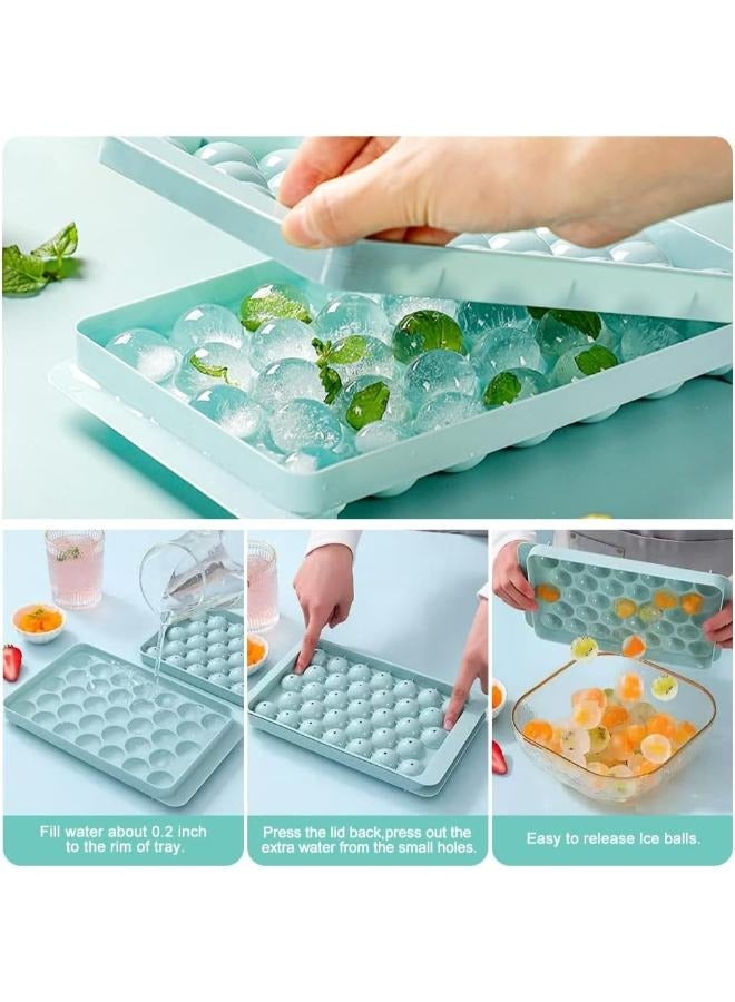 2 Pieces Round Ice Cube Tray Mini Ice Ball Maker Mold with Lid for Freezer  - Image 4
