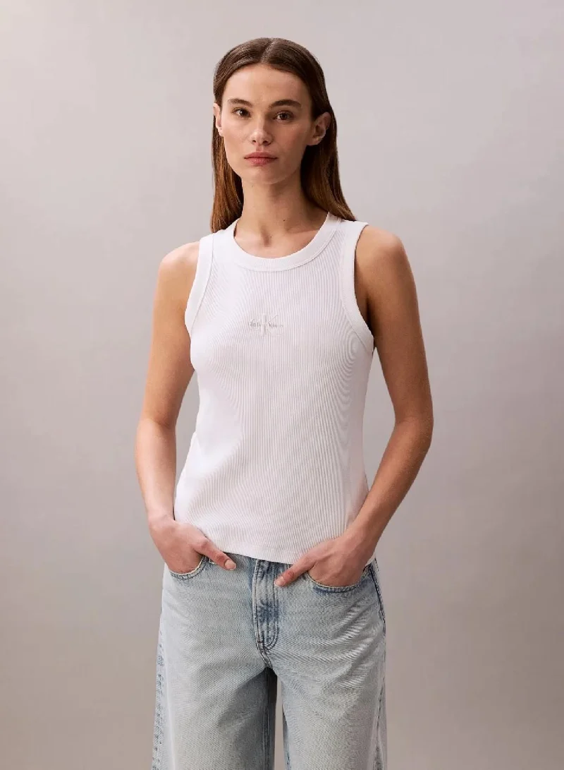 CK Monogram Logo Ribbed Tank Top