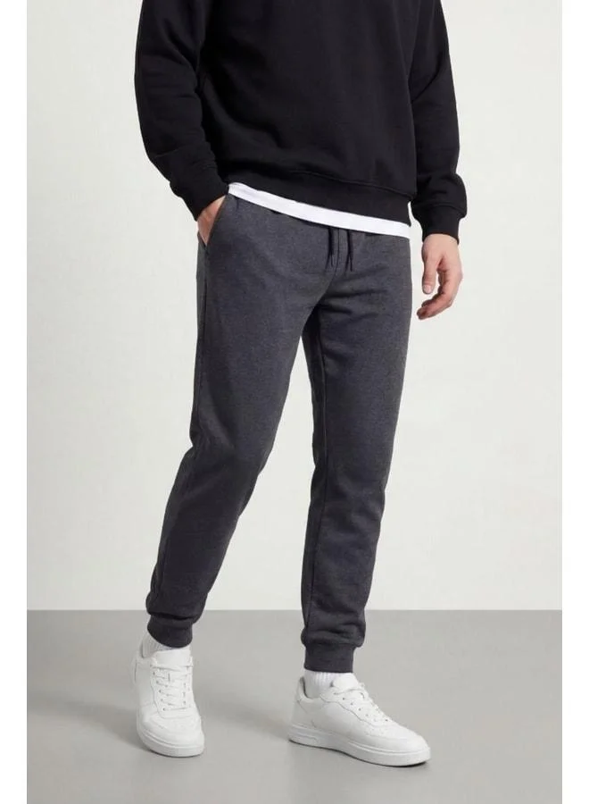Mmetalic  Men's Black-Grey 2-Pack Regular Fit Sweatpants Bottoms with Elasticated Cuffs and Back Pocket Label Detailing. for Men | Best Price UAE