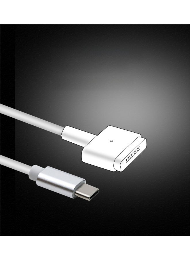 Applicable To Apple Notebook L Head T Head Charging Line Typec To Macbook Fast Charging Type-C To Magsafe3-Color:Generation 1 L Head 100W-1.8 M Braided Wiring-White  - Image 4