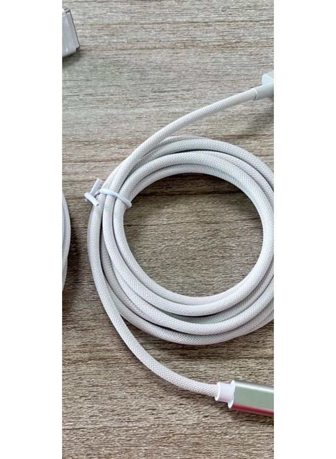 Applicable To Apple Notebook L Head T Head Charging Line Typec To Macbook Fast Charging Type-C To Magsafe3-Color:Generation 1 L Head 100W-1.8 M Braided Wiring-White  - Image 1