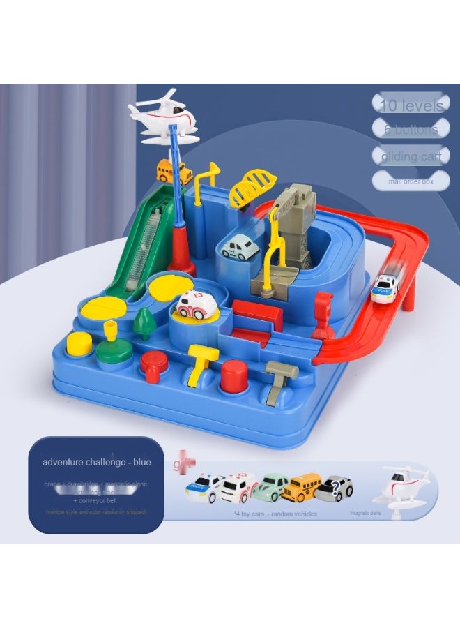 Children's Electric Track Car Adventure with Parking Lot - Toy Train Track Set for Kids 
