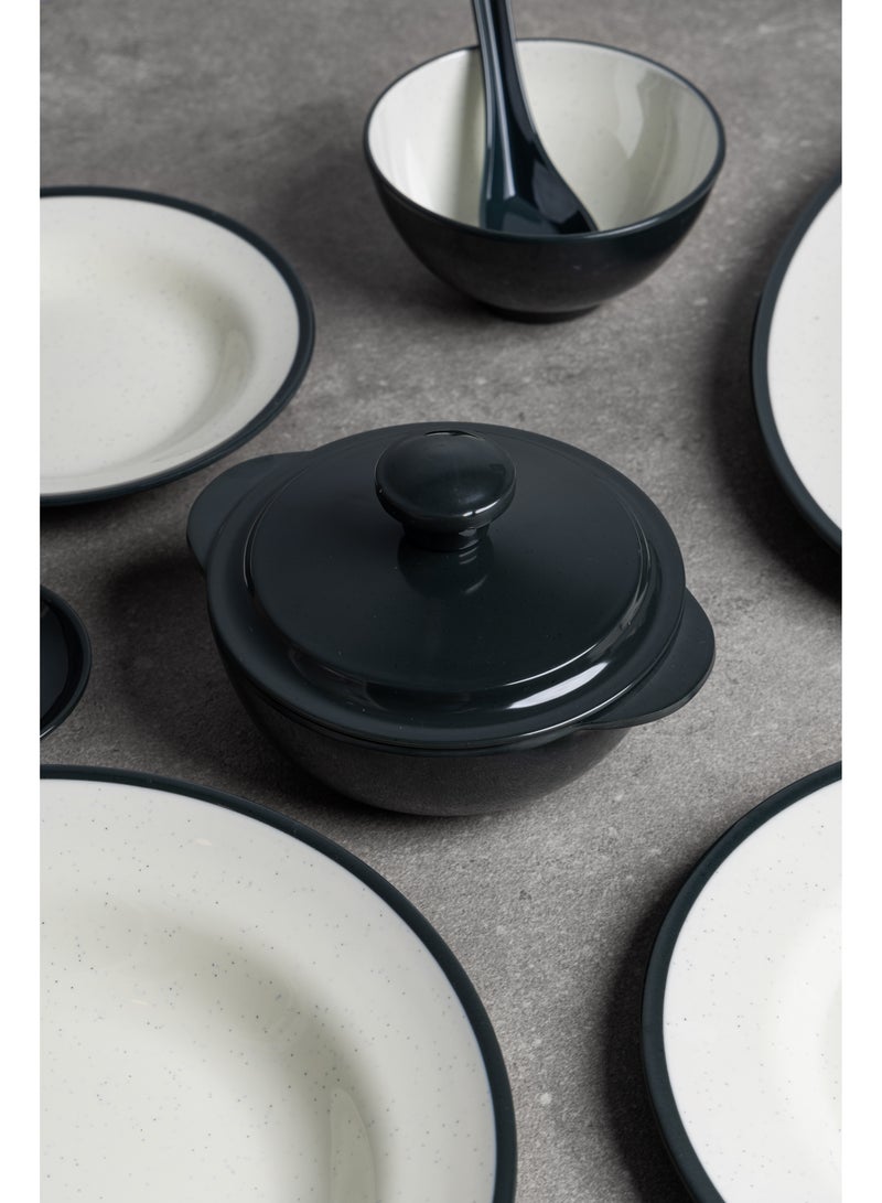 Premium Melamine Dinner Set 40 Pieces Service for 6 with Colored Edges Microwave and Dishwasher Safe | Melamine Plates Set | Healthy Melamine Dinner Set Navy - Image 3