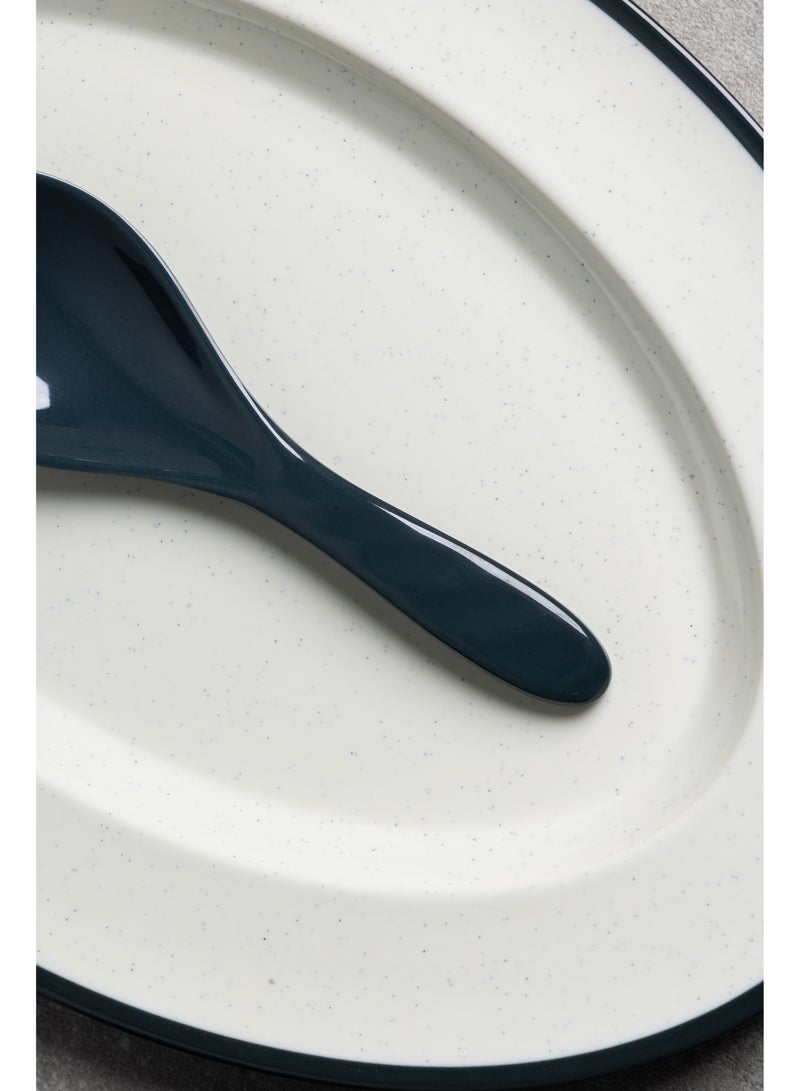 Premium Melamine Dinner Set 40 Pieces Service for 6 with Colored Edges Microwave and Dishwasher Safe | Melamine Plates Set | Healthy Melamine Dinner Set Navy - Image 5