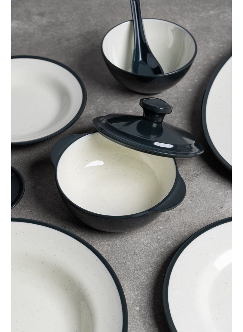 Premium Melamine Dinner Set 40 Pieces Service for 6 with Colored Edges Microwave and Dishwasher Safe | Melamine Plates Set | Healthy Melamine Dinner Set Navy - Image 4