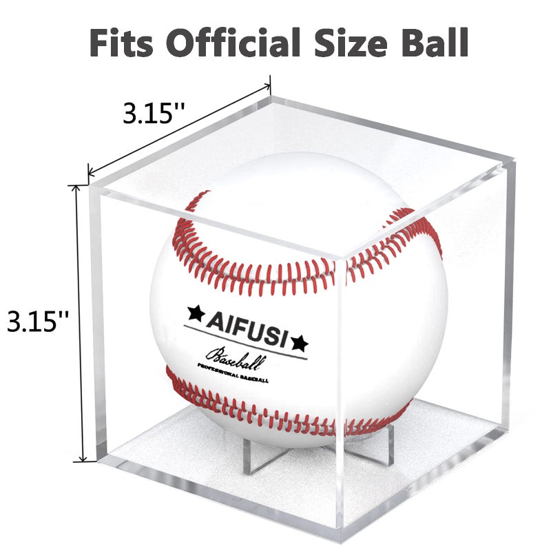 AIFUSI Baseball Display Case, UV Protected Acrylic Cube Baseball Holder Square Clear Box Memorabilia Display & Storage Sports Official Baseball Display Case - Autograph Display - Fits Official Size Ball - Image 2