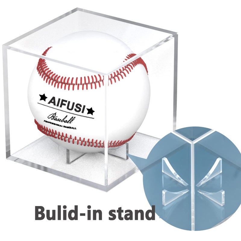AIFUSI Baseball Display Case, UV Protected Acrylic Cube Baseball Holder Square Clear Box Memorabilia Display & Storage Sports Official Baseball Display Case - Autograph Display - Fits Official Size Ball - Image 3