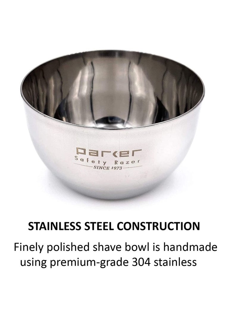 باركر وعاء حلاقة أمان فاخر غير قابل للكسر من الفولاذ المقاوم للصدأ للاستخدام مع صابون الحلاقة المفضل لديك أو كريم الحلاقة الرغوي - Image 5