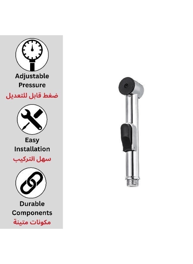 ITG Silver Handheld Bidet Sprayer for Toilet, Soft Pressure Jet Spray, Wall Mount Holder, Stainless Steel Hose, Leak-Proof, Bathroom Hygiene Cleaning Kit - Image 4