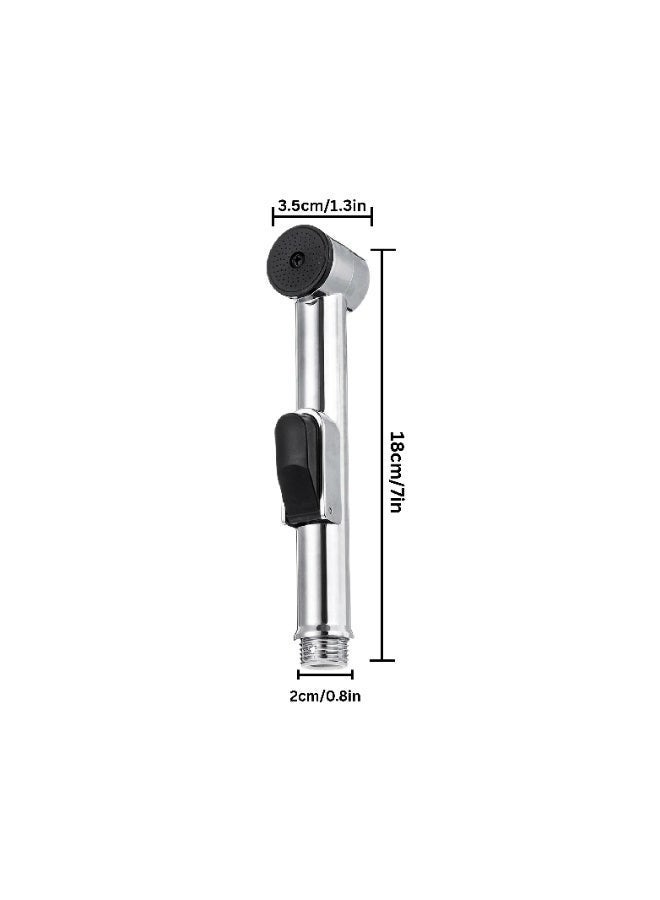ITG Silver Handheld Bidet Sprayer for Toilet, Soft Pressure Jet Spray, Wall Mount Holder, Stainless Steel Hose, Leak-Proof, Bathroom Hygiene Cleaning Kit - Image 2