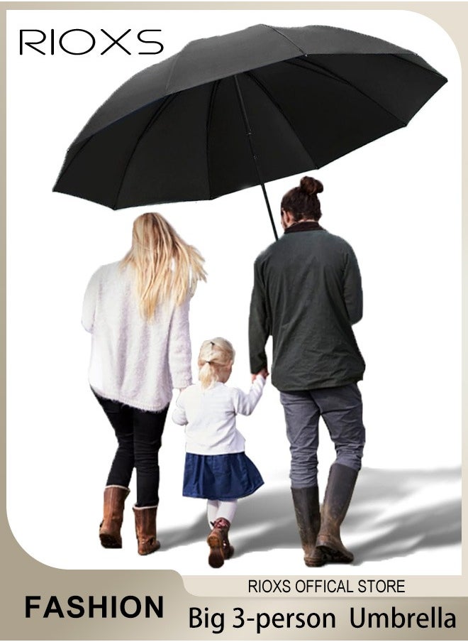 Large Umbrella,3-person Coverup Folding Umbrella,51 Inch Big Umbrella,Strong Windproof Waterproof Sun Rain Protection Travel Umbrella,Manual Open And Close Umbrella,Coating Layer Fabric Umbrella