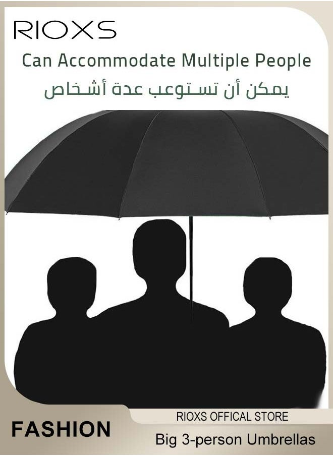 Large Umbrella,3-person Coverup Folding Umbrella,51 Inch Big Umbrella,Strong Windproof Waterproof Sun Rain Protection Travel Umbrella,Manual Open And Close Umbrella,Coating Layer Fabric Umbrella