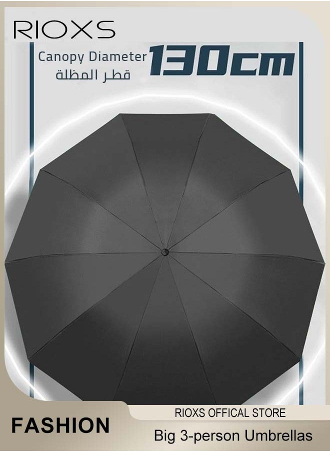 Large Umbrella,3-person Coverup Folding Umbrella,51 Inch Big Umbrella,Strong Windproof Waterproof Sun Rain Protection Travel Umbrella,Manual Open And Close Umbrella,Coating Layer Fabric Umbrella