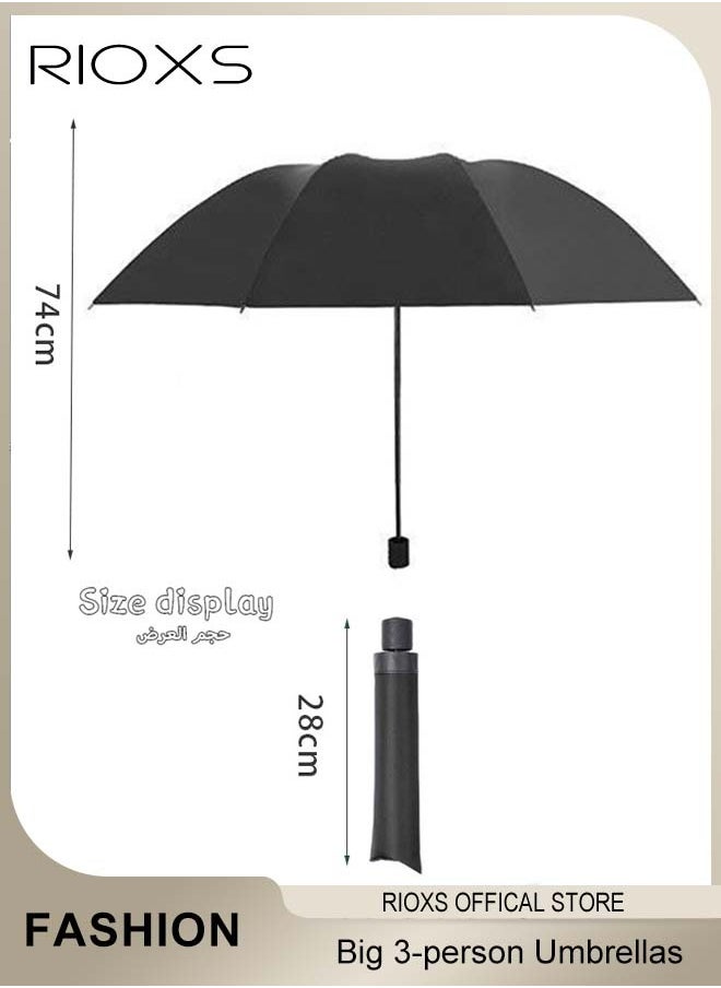 Large Umbrella,3-person Coverup Folding Umbrella,51 Inch Big Umbrella,Strong Windproof Waterproof Sun Rain Protection Travel Umbrella,Manual Open And Close Umbrella,Coating Layer Fabric Umbrella