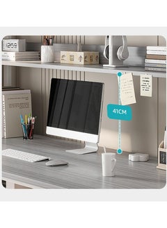 AIWANTO Desk with 2 Storage Shelves PC Multifunctional Home Office Modern Laptop Sturdy Shelves Simple Stylish Workstation Study Table 140x148x60cm Grey  - Image 2