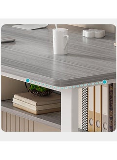 AIWANTO Desk with 2 Storage Shelves PC Multifunctional Home Office Modern Laptop Sturdy Shelves Simple Stylish Workstation Study Table 140x148x60cm Grey  - Image 4