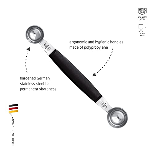triangle Double Melon Baller - Two-Sided 0.9/1 in (22/25 mm) Stainless Steel Scoops for Fruits, Vegetables, Butter & More - Comfortable Handle - Dishwasher Safe - Made in Germany - Image 2