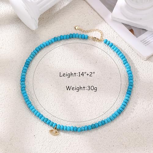 chorfla Beaded Gemstone Necklaces for Women Bohemian Colored Choker Natural Stone Bead Decoration Summer Beach Handmade Jewelry Necklace turquoise - Image 3